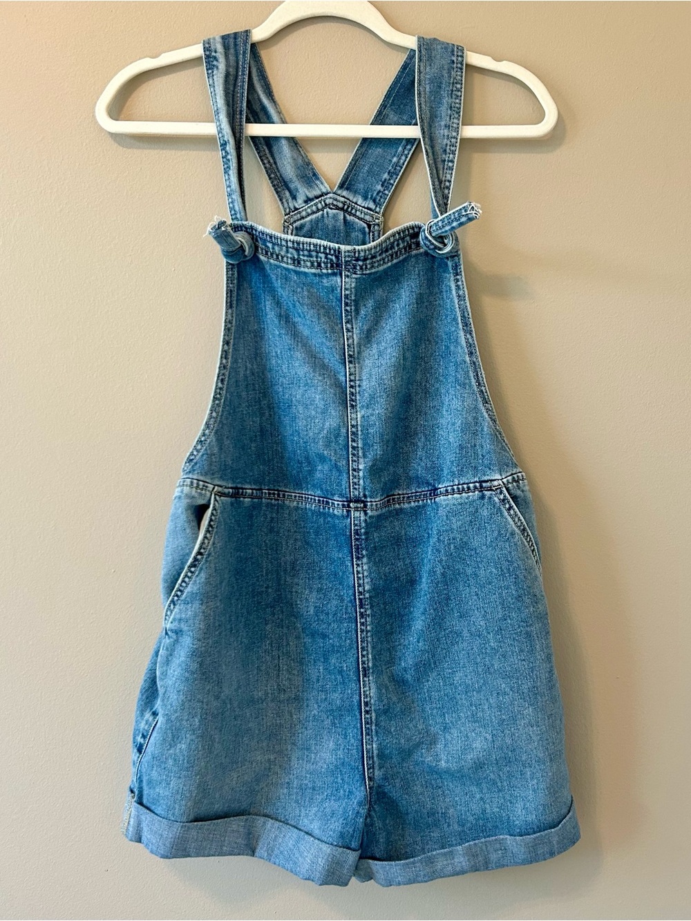 Aerie Denim Short Overalls - Blue
